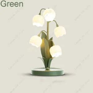 Luminária de Mesa LED Flor - Luz Noturna Decorativa em 3 Cores - Verde