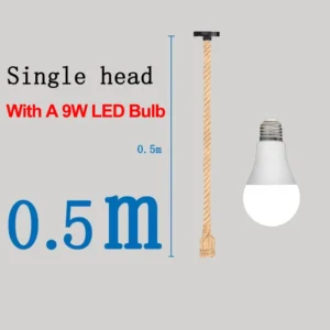 Lustre Pendente Vintage de Corda de Cânhamo E27 para Iluminação Interna - Modelo A