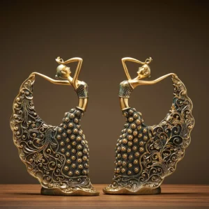 Escultura Abstrata Dançarina Pavão em Resina para Decoração de Ambientes