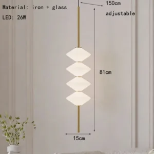 Luminária Pendente LED Moderna de Vidro Branco com Fio Dourado e Preto