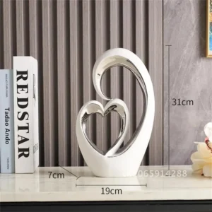 Escultura Minimalista em Forma de Coração para Decoração de Mesa - Coração E