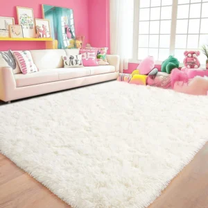 Tapete Minimalista Macio para Sala e Quarto Infantil - VIKAMA - BRANCO, 120x180cm