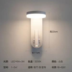 Luminária de Parede Moderna com Interruptor para Quarto e Cozinha