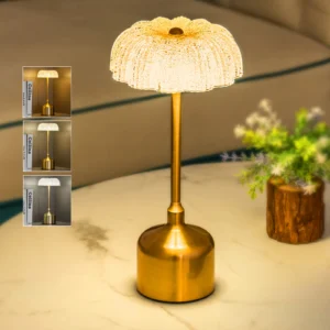 Luminária de Mesa LED Vintage Recarregável com Dimmer para Decoração