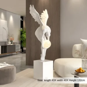 Escultura Moderna de Resina com Asa para Decoração de Ambientes - BRANCO