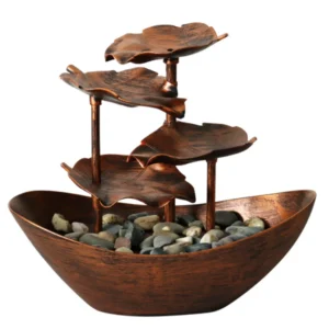 Fonte de Água de Mesa com Luzes LED - Mini Cascata Decorativa - Bronze