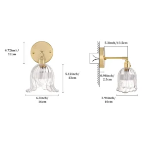 Arandela Floral Moderna em Vidro para Quarto e Estudo - Modelo B Transparente