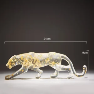 Escultura de Resina Leopardo Transparente para Decoração de Escritório - Modelo 1