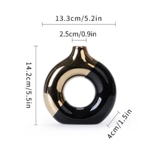 Vaso de Cerâmica Luxuoso para Decoração de Interiores - Preto P
