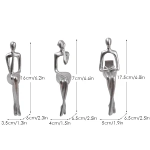 Conjunto de 3 Esculturas Abstratas Modernas para Decoração de Escritório