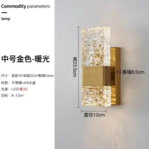 Luminária de Parede de Cristal à Prova d'Água para Jardim e Varanda - Branco Quente 3000K