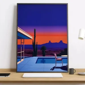 Pôster Vaporwave Japão Praia - Decoração Estética para Ambientes