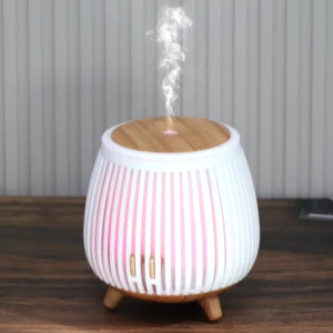 Difusor de Aroma Ultrassônico Efeito Madeira com Luz Noturna 7 Cores - White