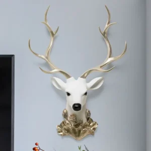 Cabide de Parede em Resina com Cabeça de Veado para Decoração Moderna