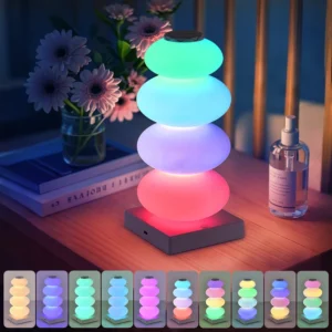 Luz Noturna Recarregável LED RGB com 16 Cores - Abajur Decorativo