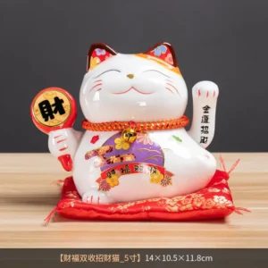 Lâmpada de Cerâmica Gato da Sorte - Decoração Moderna para Casa - Modelo A