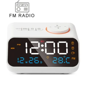 Despertador LED Recarregável com Rádio FM e Funções Inteligentes