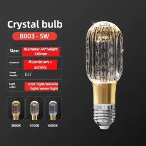 Lâmpada de Cristal LED E27/E14 - Brilho Quente e Frio para Casa