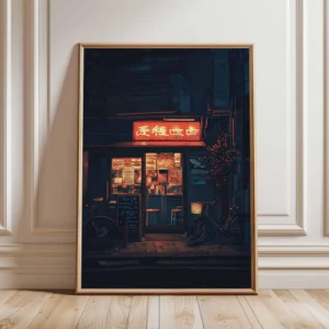 Pôster Neon de Rua de Tóquio - Arte Cyberpunk para Decoração