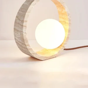 Moderna Lâmpada de Chão em Pedra Travertino Amarelo LED para Decoração