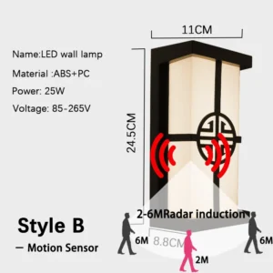 Luz de Parede LED Externa com Sensor de Movimento IP65 - Branco Quente 3000K