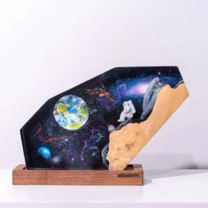 Decoração de Resina Espacial - Astronauta com Tema Galáxia - Cor 250906-01, 25,4 x 15,2 cm