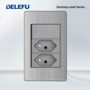 Tomada de Parede Dupla USB Tipo C 10A 20A - Aço Inoxidável - 2 Brasil 1gang 2vias, 10A