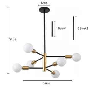 Lustre Sputnik Moderno Preto com 4, 6 ou 8 Luzes para Teto