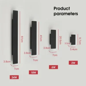 Lâmpada de Parede LED Moderna à Prova d'Água 18W - Alumínio Preto