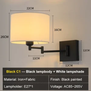 Arandela Moderna com Braço Oscilante para Iluminação Residencial