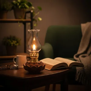 Lâmpada a Óleo Vintage de Cerâmica com Design de Lótus