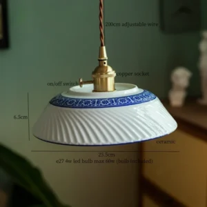 Luminária Pendente Vintage em Cerâmica com LED para Sala e Jantar