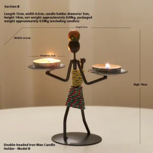 Castiçal de Metal Luxuoso para Decoração de Mesa - Estilo Romântico - Castiçal Duplo A