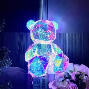 Urso de Pelúcia Vermelho com Lâmpada LED - Presente Romântico - Urso 25cm