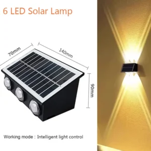 Lâmpada Solar de Parede para Jardim - Iluminação Externa à Prova d'Água