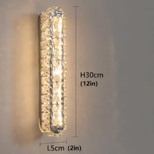 Lâmpada de Parede Dourada ou Prateada com Cristais - Iluminação Moderna