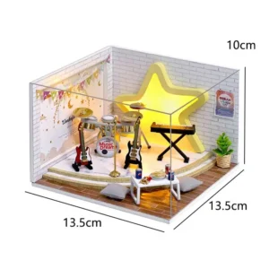 Quebra-Cabeça 3D Mini Casa de Boneca de Madeira com Móveis - QT-008-B Com Tampa