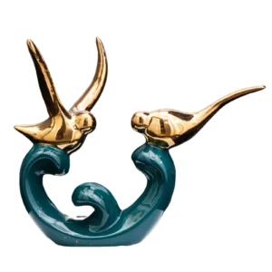 Escultura de Pássaros em Cerâmica para Decoração de Sala e Presentes