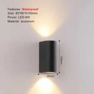 Arandela LED Moderna para Iluminação Externa - Preto