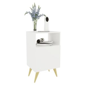 Mesa de Cabeceira Com Porta Nicho Quarto Casal Decoração Retro Rapallo