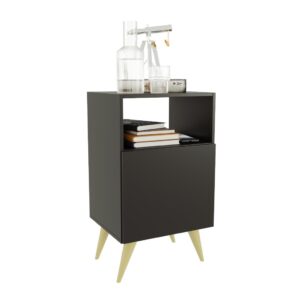 Mesa de Cabeceira Com Porta Nicho Quarto Casal Decoração Retro Rapallo - Preto