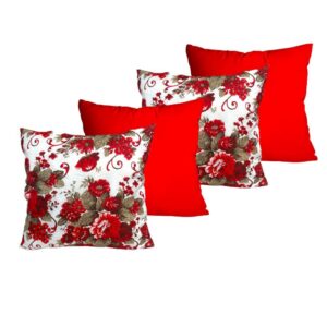 KIT c4 ALMOFADAS COM ENCHIMENTO PARA SALA QUARTO OU SOFÁ 45X45cm - BUQUÊ VERMELHOcVERMELHO