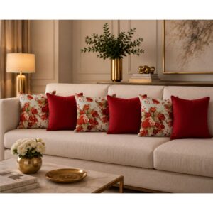 KIT 6 ALMOFADAS LUXO cENCHIMENTO p QUARTO SALA SOFÁ DECORAÇÃO PRONTA - BUQUÊ VERMELHOcVERMELHO