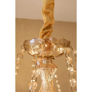 Lustre De Cristal Luminária Luxuoso Ambar Com 06 Braços
