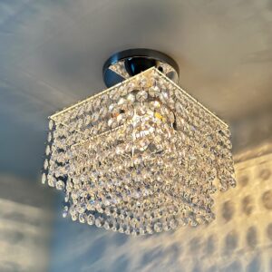 Lustre Plafon Cristal Acrílico 02 Placas Quadrado Promoção