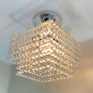 Lustre Plafon Cristal Acrílico 02 Placas Quadrado Promoção
