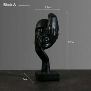 Resina Estátua Abstrata Desktop Enfeites Figurinhas Escultura Character Rosto Nordic Light Luxo Arte Artesanato Decor - preto A