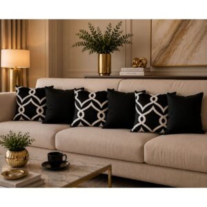 KIT 6 ALMOFADAS LUXO cENCHIMENTO p QUARTO SALA SOFÁ DECORAÇÃO PRONTA - ELO PRETO&BRANCO