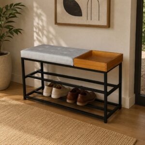 Sapateira Banco Banquinho Estofado Para Casa 80cm Aparador Luxo