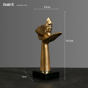 Resina Estátua Abstrata Desktop Enfeites Figurinhas Escultura Character Rosto Nordic Light Luxo Arte Artesanato Decor - ouro E